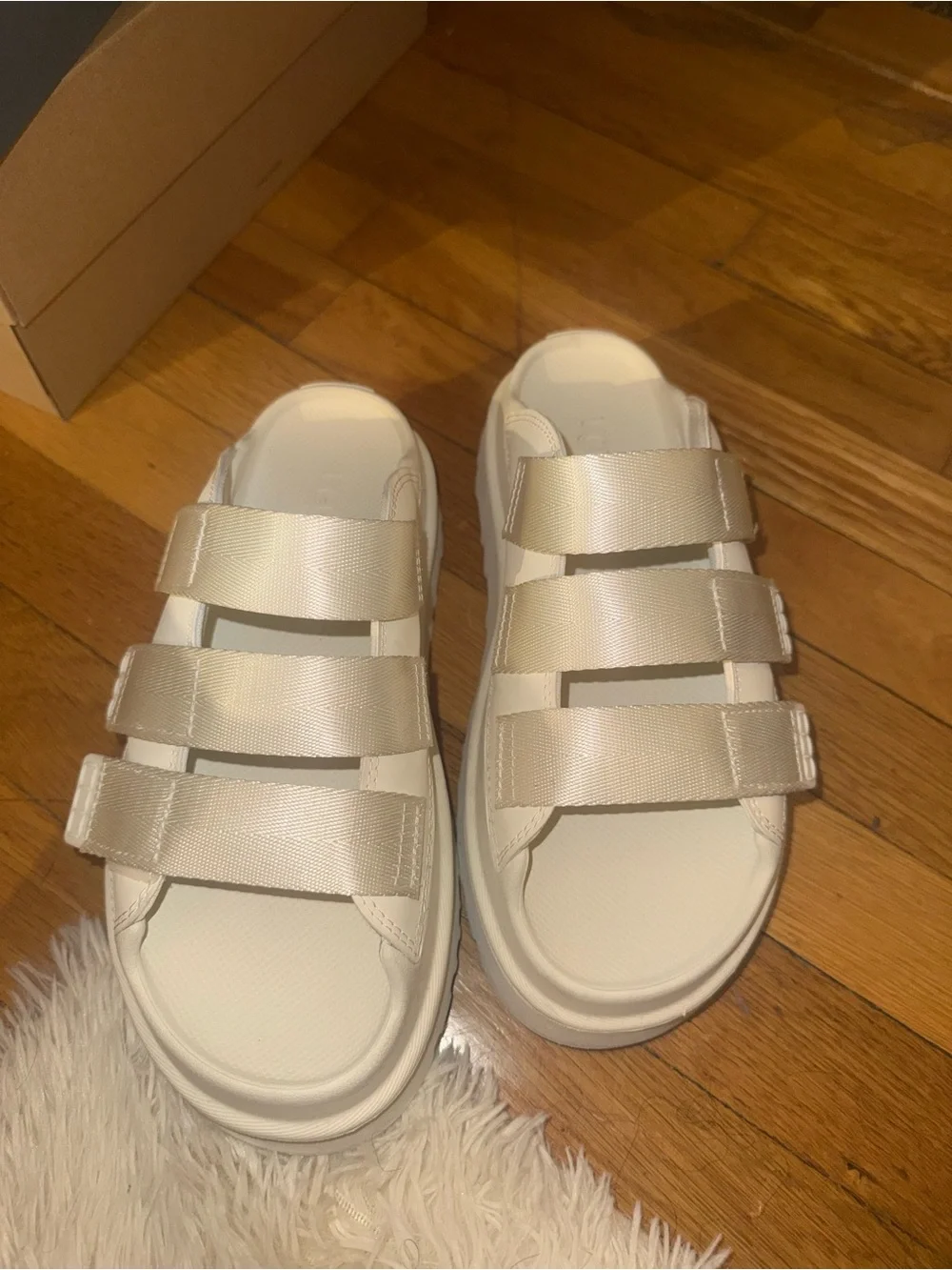 UGG Cream Platform Slide Sandals